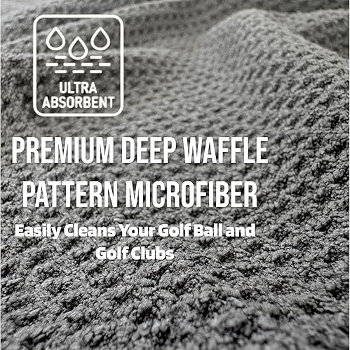 Miniatura 6 de Toalla de golf magnética multifunción con bolsillo de lavado, tecnología Magna-Anchor, patrón de gofres, depurador de pelotas, regalo perfecto para