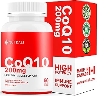 New Nutrali CoQ10 Ubiquinone Supplement – Powerful 200mg High Potency Capsules, Coenzyme q10 Improves Heart Health, Increases Energy and Exercise Performance, Reduced Migraines and is a Powerful Antioxidant, Gluten Free, NON-GMO, Vegan - 60 Capsules