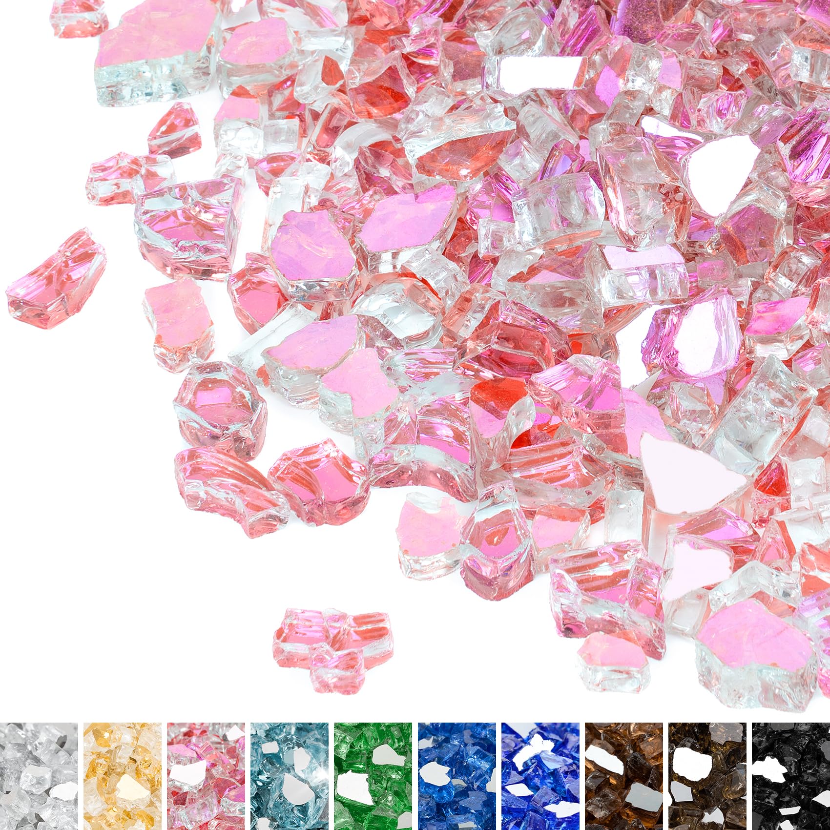 Mr. Fireglass 10 lbs High Luster Fire Glass, 1/4 Inch Reflective Rose Gold