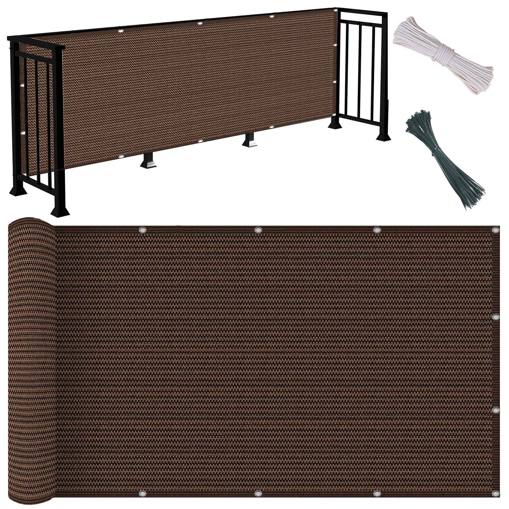 GJZQDKX Balkon 80x145 cm, HDPE 185 G/M², UV Protection, Lightweight Transparent Side Awning Shade Cloth with Cable Ties, Eyelets & Cord for Patio Fence - Brown