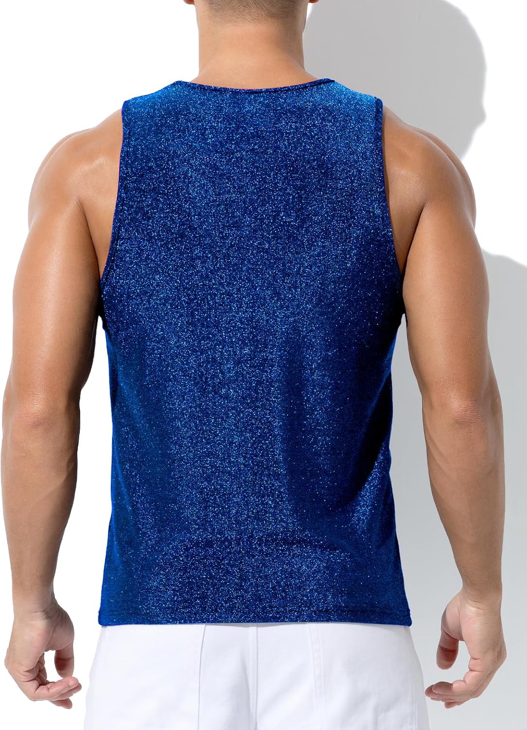 Arjen Kroos Men's Sparkling Party Tank Top Glitter Nightclub Vest for Rave & Stage Performances - Image 3