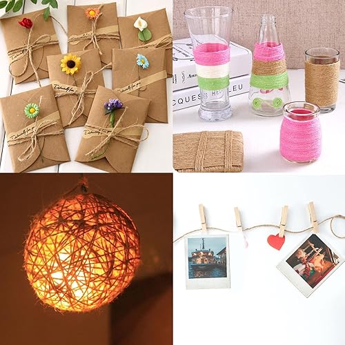 Miniatura 7 de JeogYong Cuerda de yute de 0.079 pulgadas, 328 pies de grosor, cuerda de yute natural, cuerda de cáñamo para manualidades, envoltura de regalos,