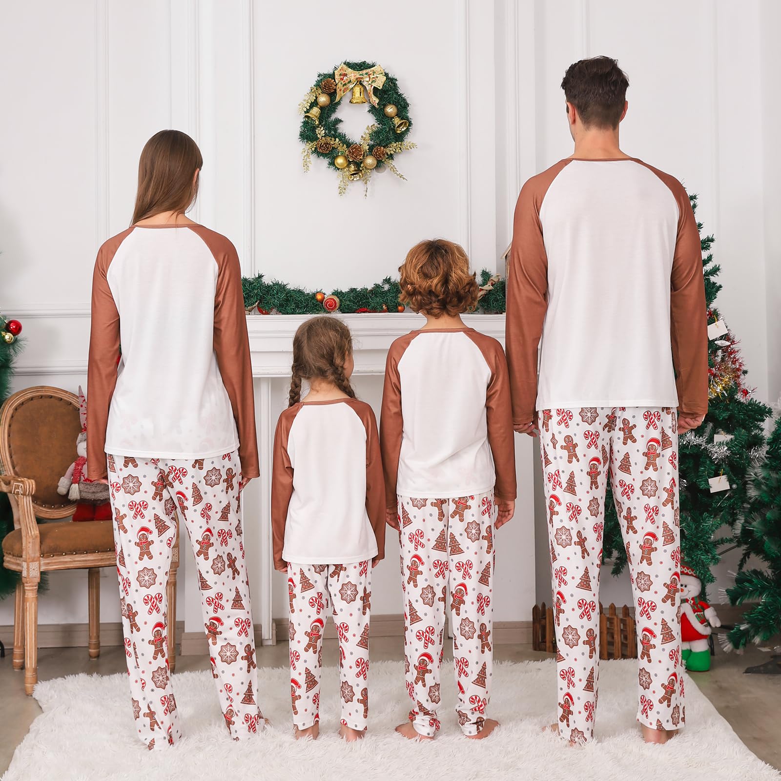 PYAEAS Conjunto de pijamas familiares a juego para Navidad, pijamas de vacaciones, ropa de dormir para adultos, mujeres y hombres, trajes de Navidad