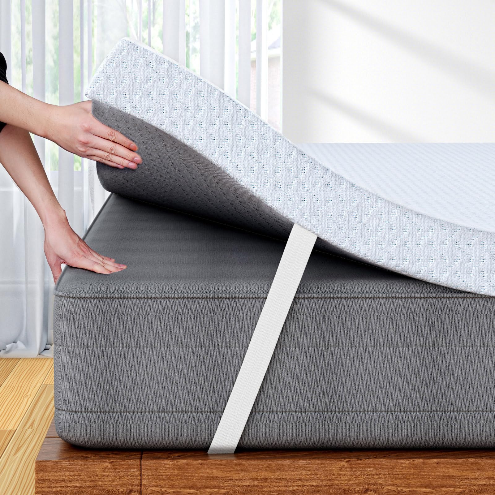 FRIDEKO Memory Foam Mattress Topper Single Bed - 11 cm Extra Thick Dual Layer Topper - Medium Firm for Back Pain Relief Pressure Relief - Hypoallergenic Washable & Removable Cover Size: 90 x 190 cm — image 1