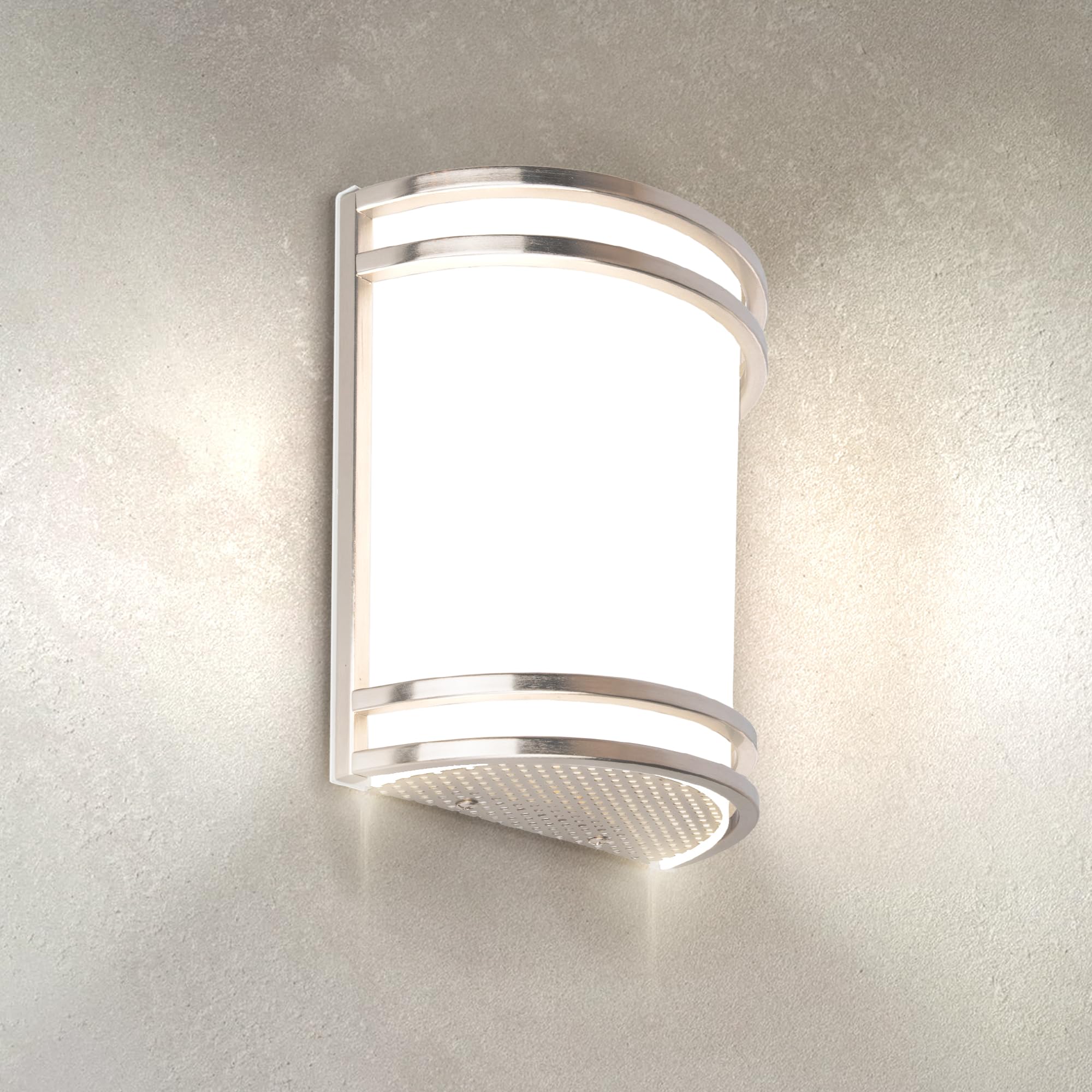 ASD Indoor LED Wall Sconce Lights - 8 Inch 15W Brushed Nickel Modern LED Wall Sconces Hardwired - ETL Dimmable 3000K 4000K 5000K Adjustable Sconce Light Fixture for Bedroom, Hallway