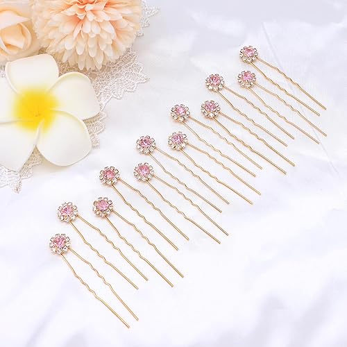 Miniatura 4 de Ammei - Juego de 12 horquillas de cristal para novia, accesorios para el cabello, joyería con diamantes de imitación para novias y damas de honor,
