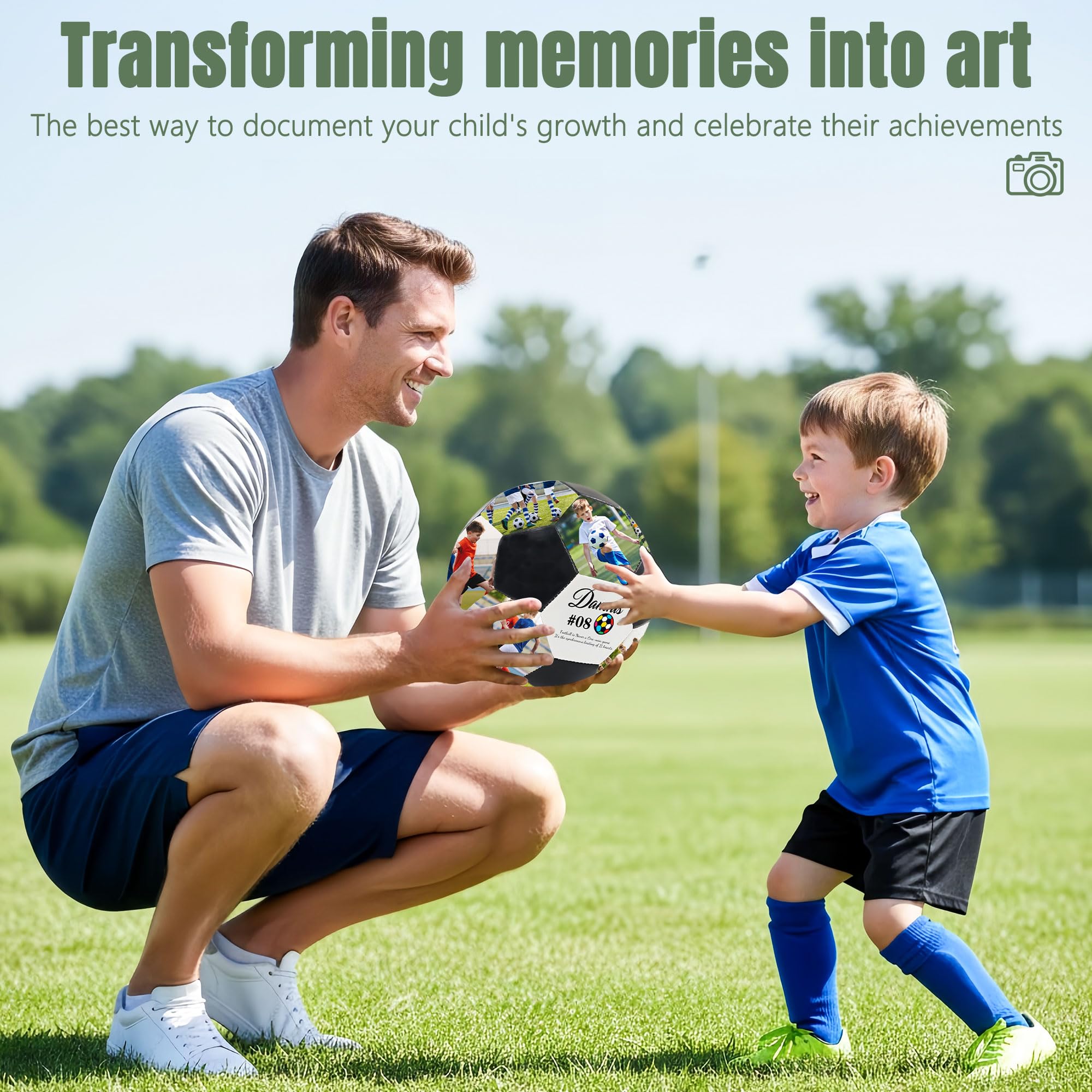 Personalisierter Fußball mit Namen und Foto, Personalisiertes Fußball-Karriere-Souvenir, Fußballgeschenke für Sohn, Tochter, Freund, Fußballfan, Vater, Trainer, Geburtstag, Abschlussfeier