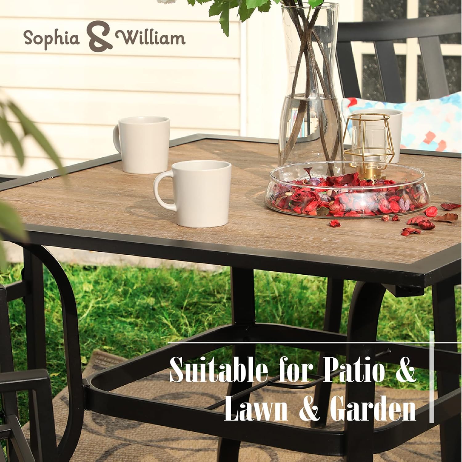 Buy Sophia & William Patio Wicker Dining Set 6Piece Outdoor Metal