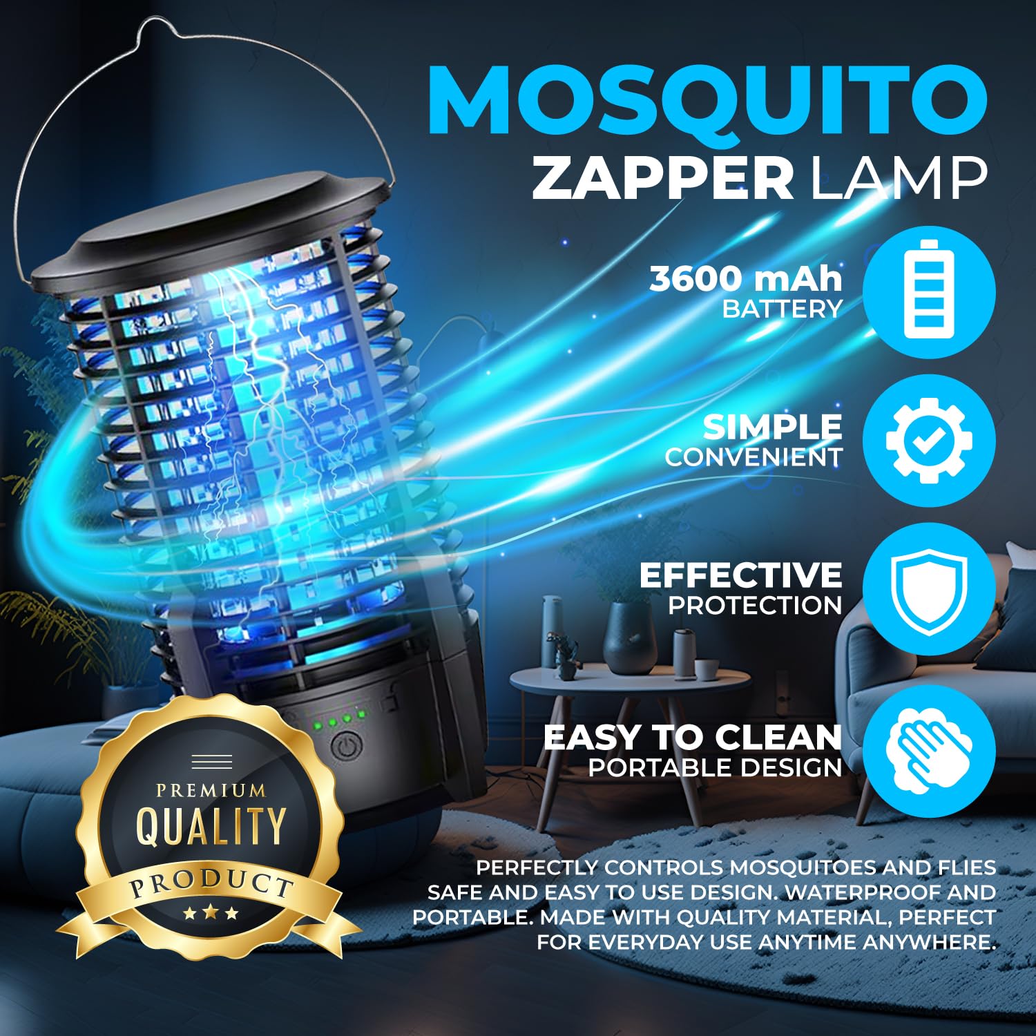 Outdoor Mosquito Zapper, Bug Zapper with LED Light, Bug Killer, Electric Mosquito Swatter, Bug Zapper Outdoor,Electric Fly Swatter, Fly Zapper for Outside,Patio,Backyard,Garden