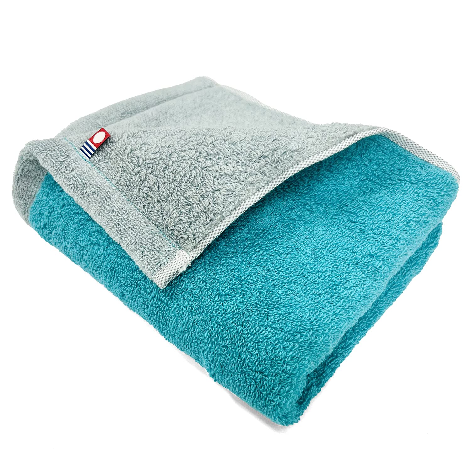 Daily Prairie Imabari Large Bath Towel Reversible Grey Turquoise 27x51in