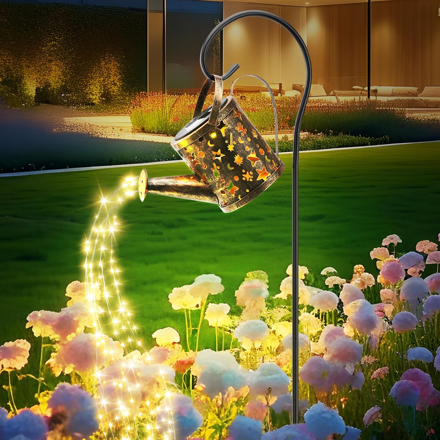 Solar Watering Can Lights Outdoor，Metal Hanging Garden Decor, Waterproof Solar Powered Lights for Patio, Lawn, Yard，Cute Outdoor Decoration for Mom, Grandma, Lady，Perfect Birthday Gift