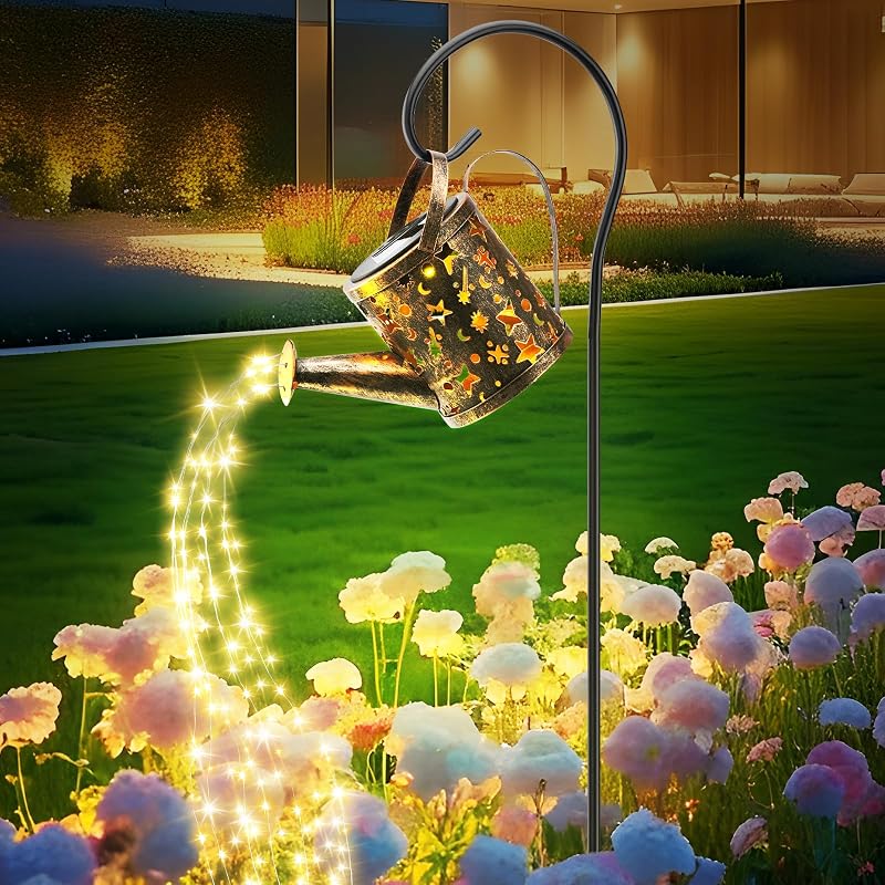 Solar Watering Can Lights Outdoor，Metal Hanging Garden Decor, Waterproof Solar Powered Lights for Patio, Lawn, Yard，Cute Outdoor Decoration for Mom, Grandma, Lady，Perfect Birthday Gift