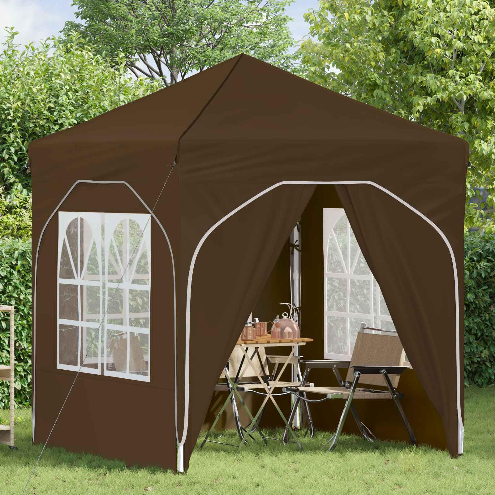 Tienda de campaña para fiestas, 192 x 192 x 245 cm, color topo, carpa para jardín, fiesta, festival, boda