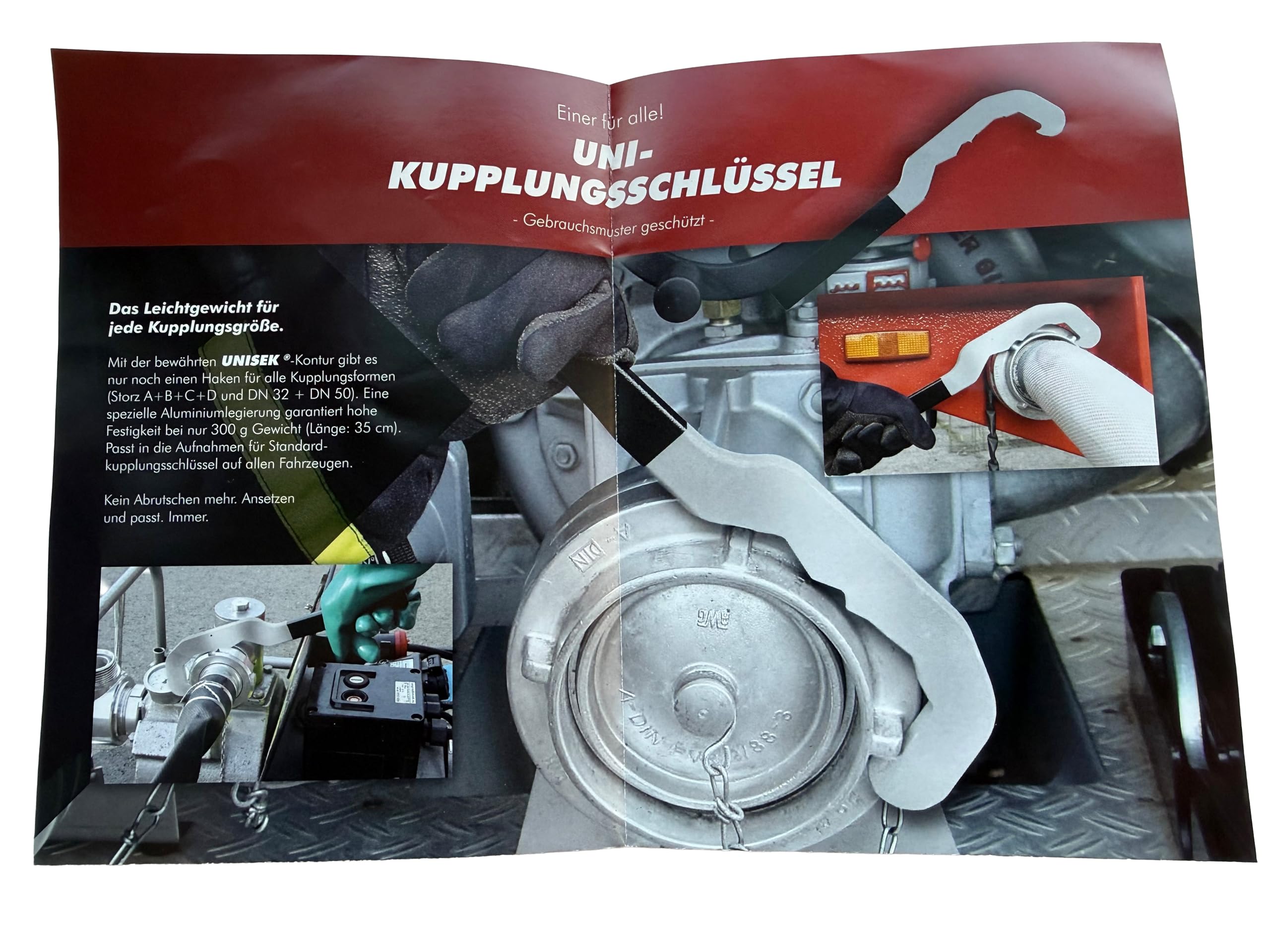 Generisch UNISEK Mini-Kupplungsschlüssel Unisek ABCD, Art. 167552, 1 Stck. | Für Kupplungen DN 32 und DN 50, Verschlüsse nach DIN-14925