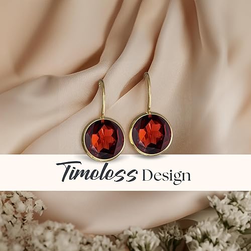 Miniatura 17 de 14k Solid Yellow Gold Gemstone Earrings - Birthstone Earrings - 8mm Dangle Earrings, Dainty Gemstones Earrings, Bridal Handmade Wedding Jewelry Gift