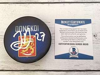 Joonas Donskoi Signed 2016 World Cup of Hockey Finland Puck Beckett BAS COA b - Autographed NHL Pucks