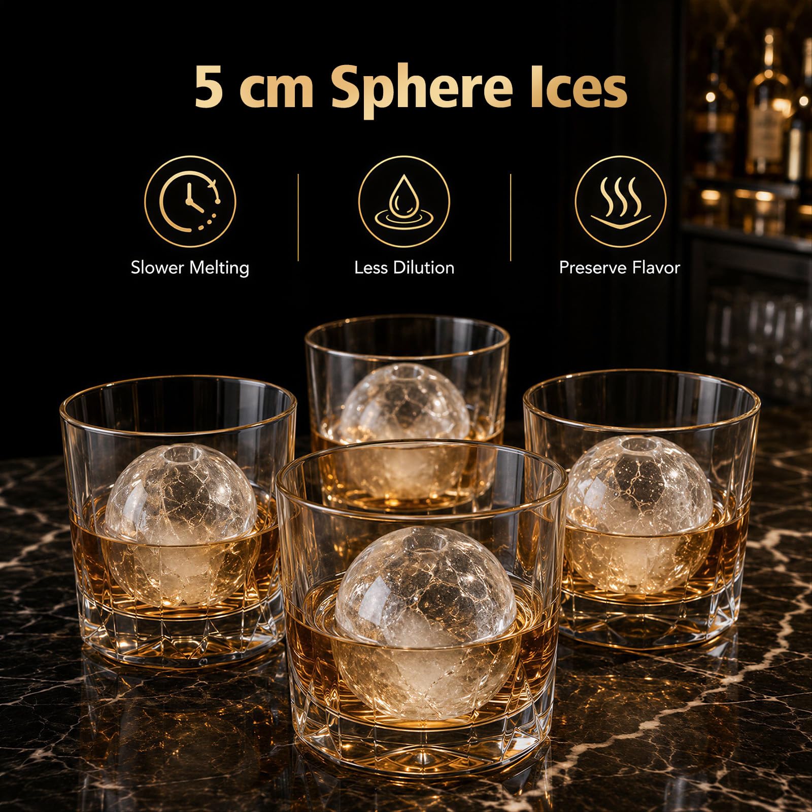 COSTWAY Macchina per Ghiaccio Sferico da 50 mm per Whisky e Cocktail | con Serbatoio 1,6 L, 4 Sfere in 38-39 Min, 150 Sfere/Giorno, Autopulente e Finestra Trasparente