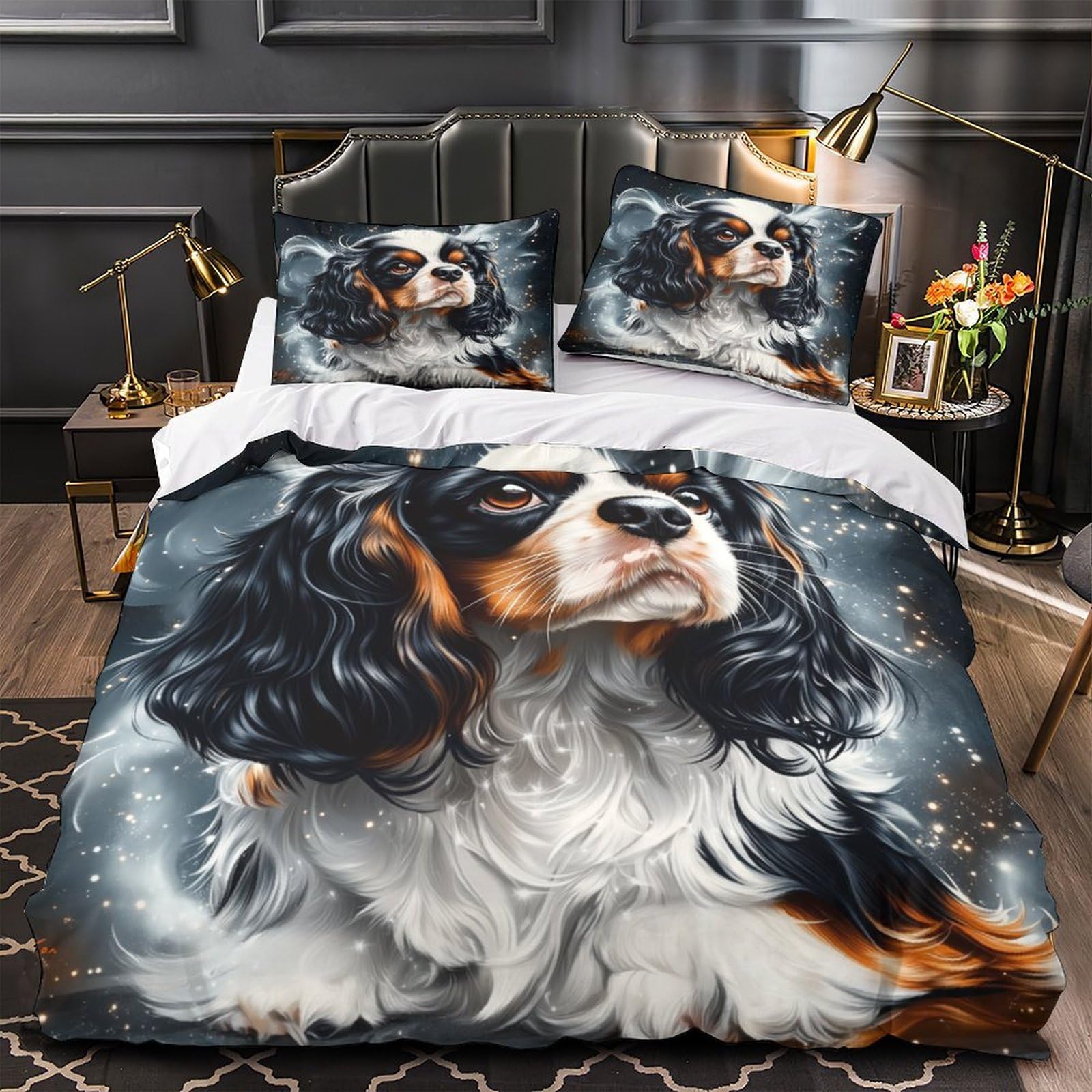 Housse de couette Cavalier King 260x220cm microfibre légère anti-décoloration pour lit grande taille