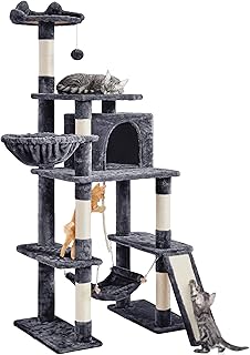 Yaheetech 177cm Multilevel Cat Tree Large Cat Scratching Post, Cat Tower with Condo & Perch & Basket & Hammock Cat Activity Center