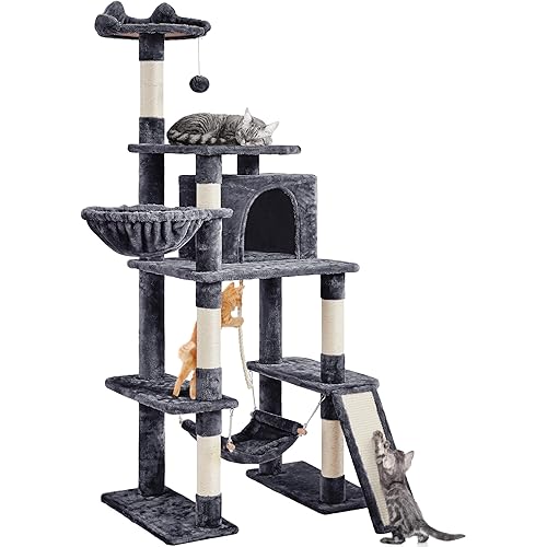 Topeakmart 70 inches Cat Tree Tower with Scratching Post for Large Cats Activity Center Climber Tower Stand Furniture