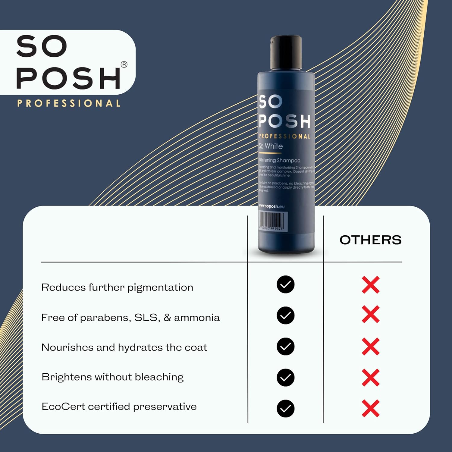 So White Dog Shampoo - with Coconut Oil, Brightens White Coats, Moisturizing & Nourishing, Sulfate, Ammonia & Paraben Free. 33.8 Oz