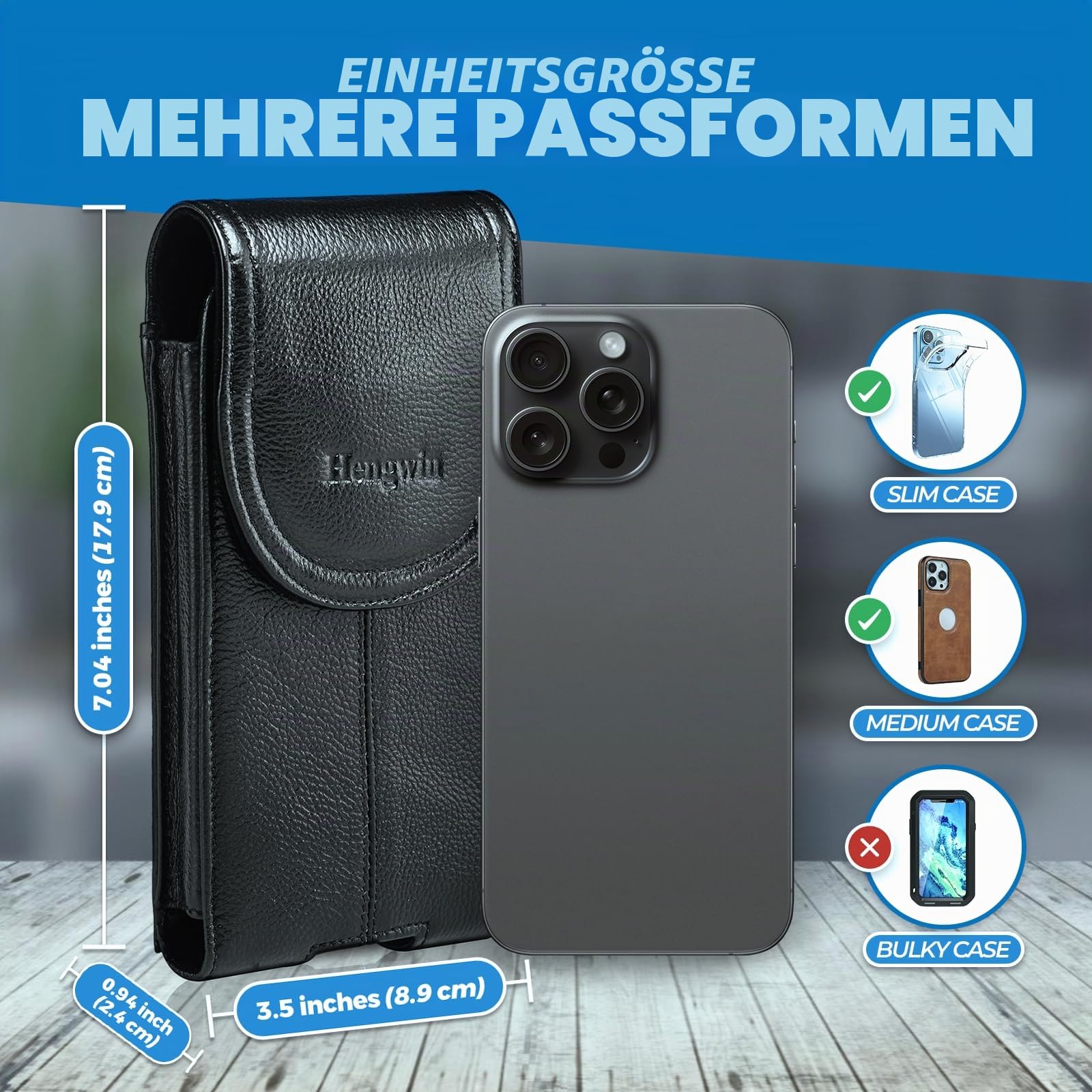 Echtes Leder Handy Holster, Gürteltasche mit Gürtelclip für iPhone 16 15 14 Plus, 17 16 15 14 Pro Max, Samsung Galaxy, S25 S24 S23 Ultra, S25+, Handyhüllen Handytasche Gürtel Tasche