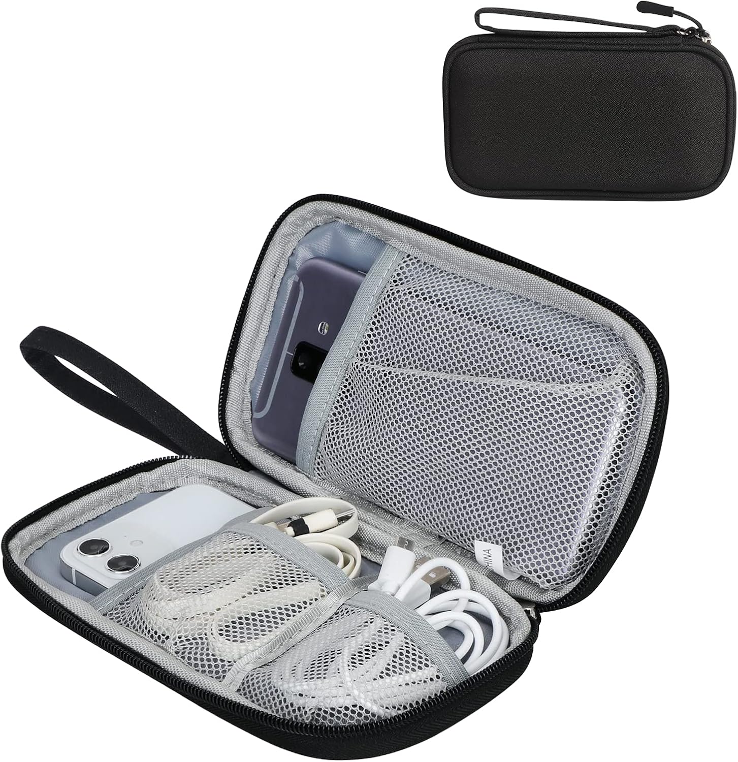 FYY Electronic Organizer, Travel Cable Organizer Bag Pouch Electronic Accessories Carry Case Portable Waterproof All-in-One Storage Bag for Cable, Cord, Charger, Phone, Earphone - Small - Black
