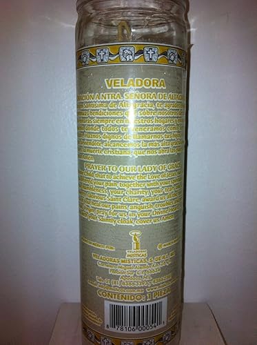 Miniatura 2 de Our Lady of Grace ( Nuestra Señora De Altagracia ) Vela sin perfume de 7 días en vidrio