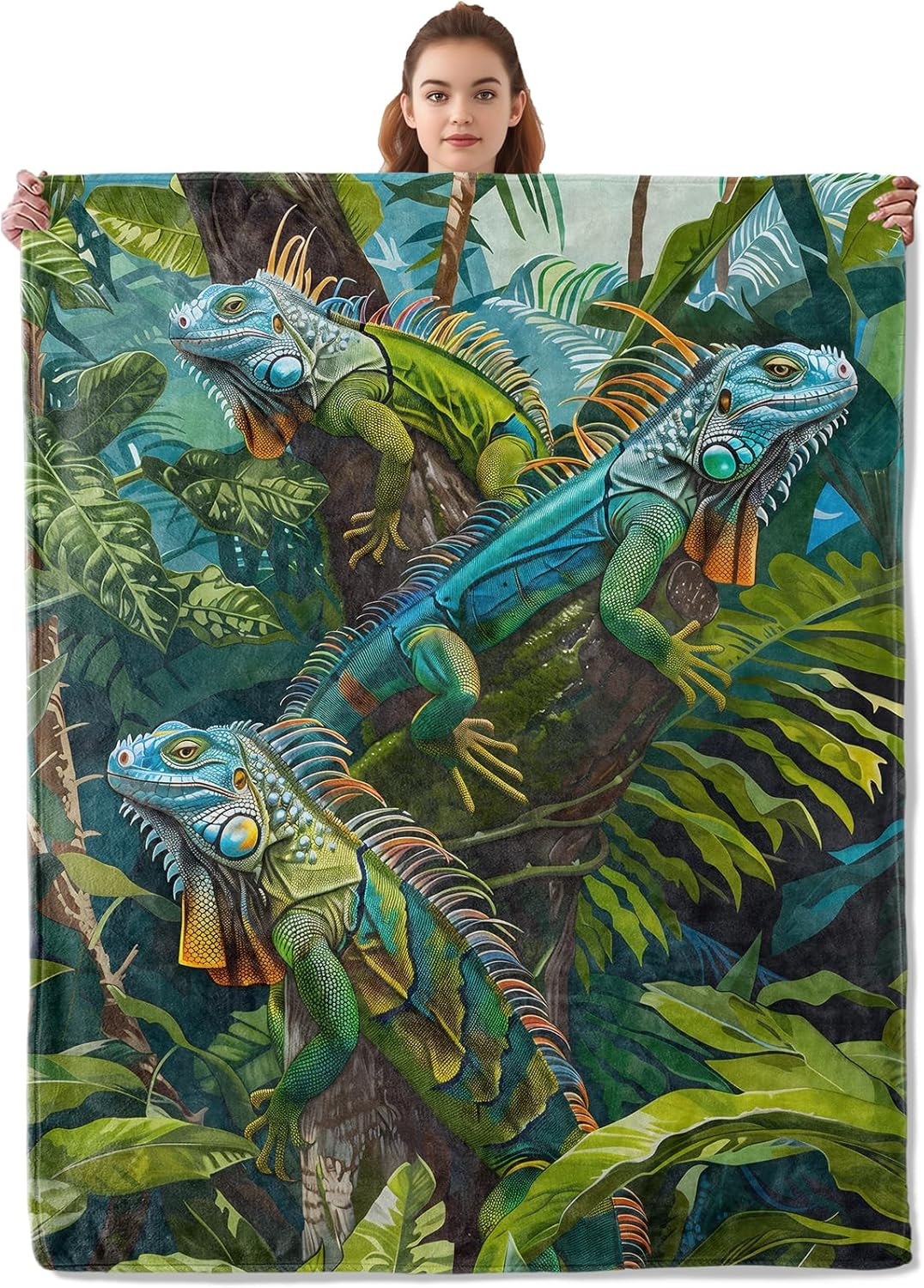 Lizard Theme Blanket Warm & Cozy Flannel Throw Blanket - Soft Lightweight Plush Blankets for Travel, Sofa, Bedroom, Office, Home Decor - Gifts for Adults Kids Women 60"×50"