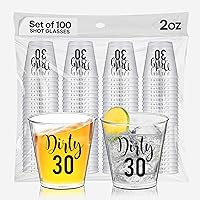 Vista 1 de Dirty 30 - Vasos de chupito de cumpleaños – 100 vasos de plástico desechables de 2 onzas, decoraciones de cumpleaños 30 para él o ella, regalos