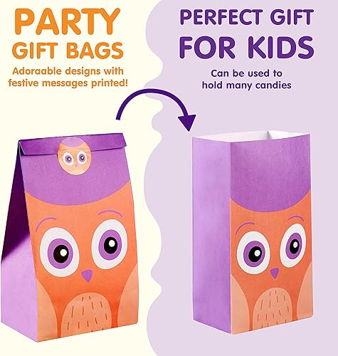 Miniatura 4 de JOYIN 60 bolsas de papel de personajes de Halloween, bolsas de golosinas de dulce o truco, bolsas de dulces con calcomanías para suministros de