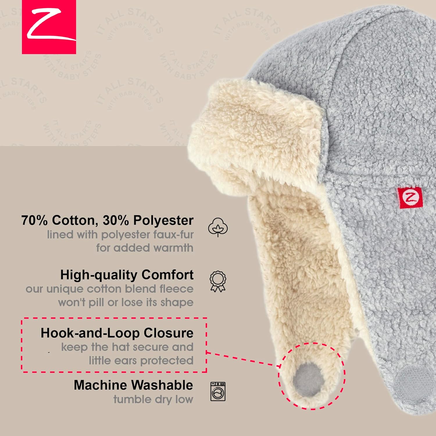 Zutano Cozie Fleece Unisex Toddler and Baby Trapper Hat, Cold-Weather Hat for Little Boys and Girls - Image 3