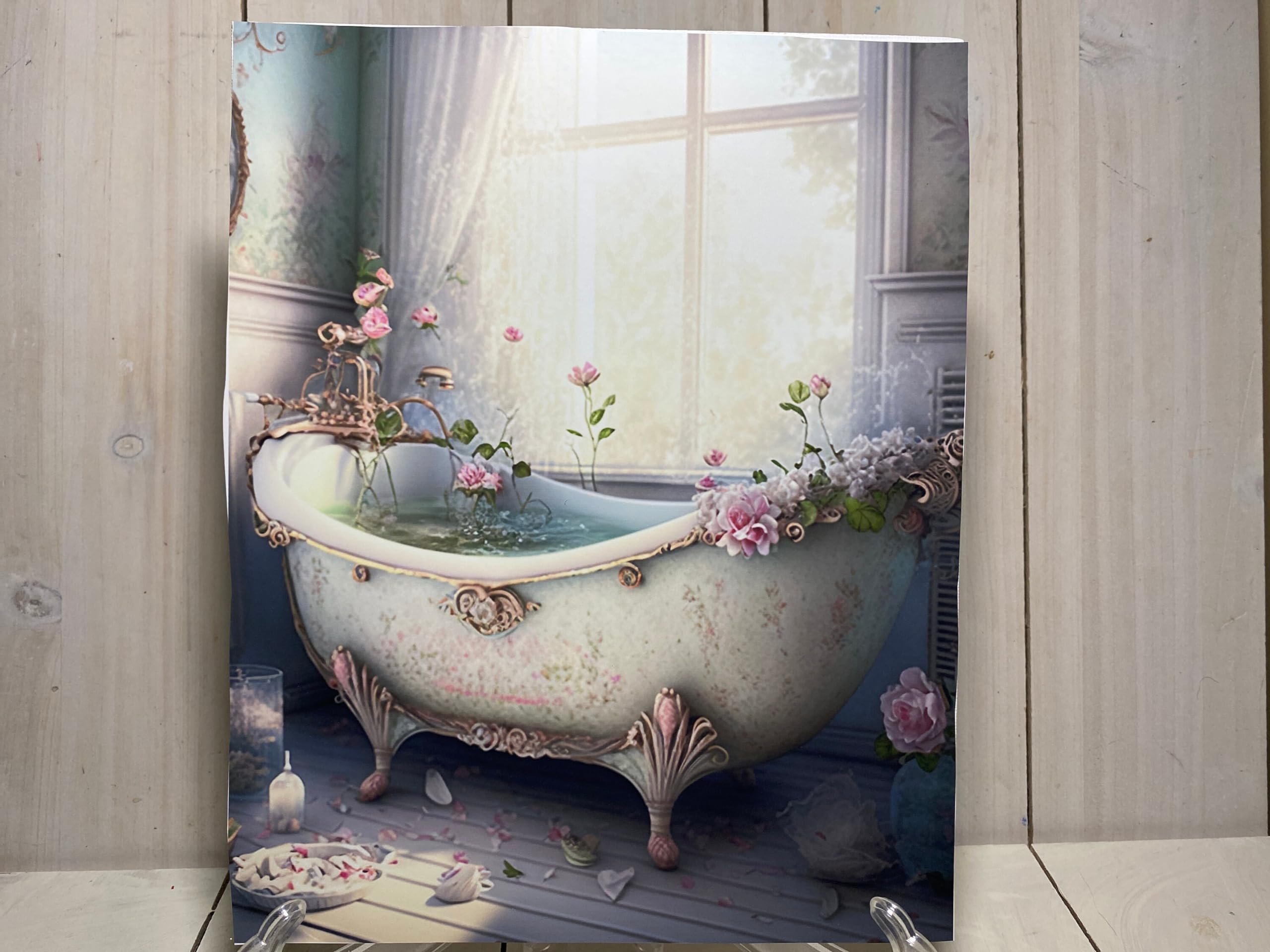 Nuboxx Yt_1 Vintage French Country Shabby Chic Pink Bathroom Wall Art Retro Home Gift Family Yard Garden Celebration Farm Vintage Bar Pub Novelty Funny Metal Tin Signs Wall Decor 6X8 Inch