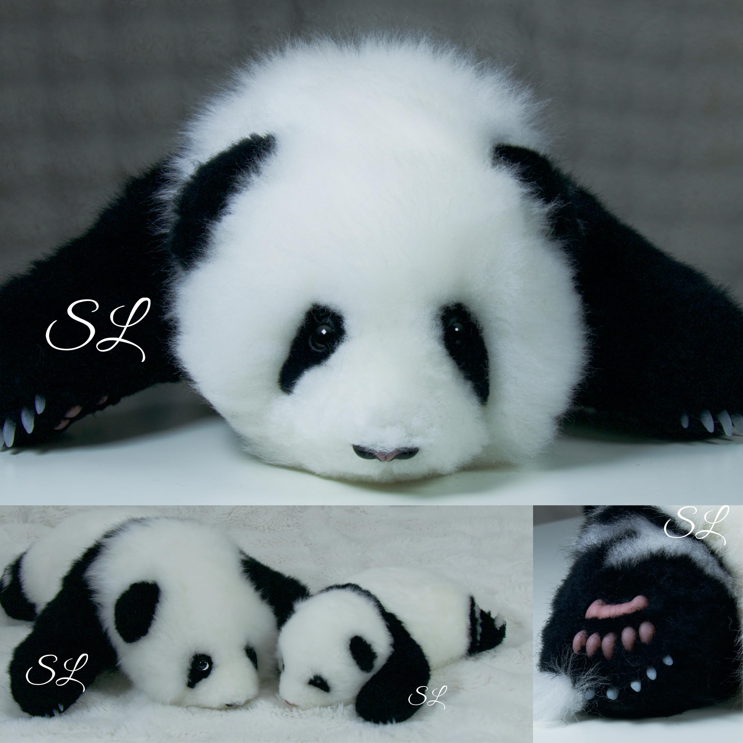 Amazon.co.jp: リアルパンダぬいぐるみ 全身ウール製 最高の手触り  