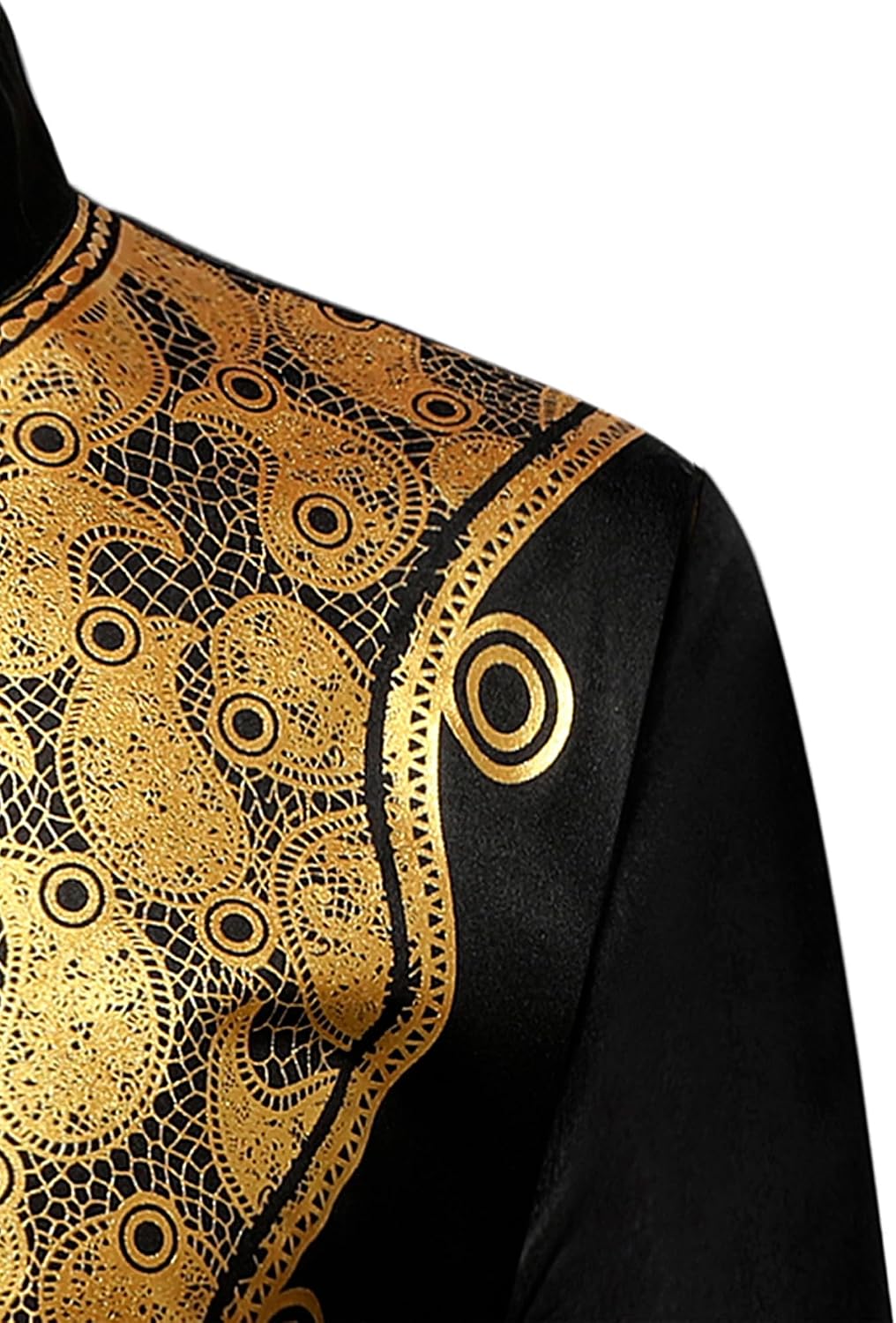LucMatton Men's Dashiki Shirt Suit African 2 Piece Set Metallic Foil Stamping Mandarin Collar Outfit