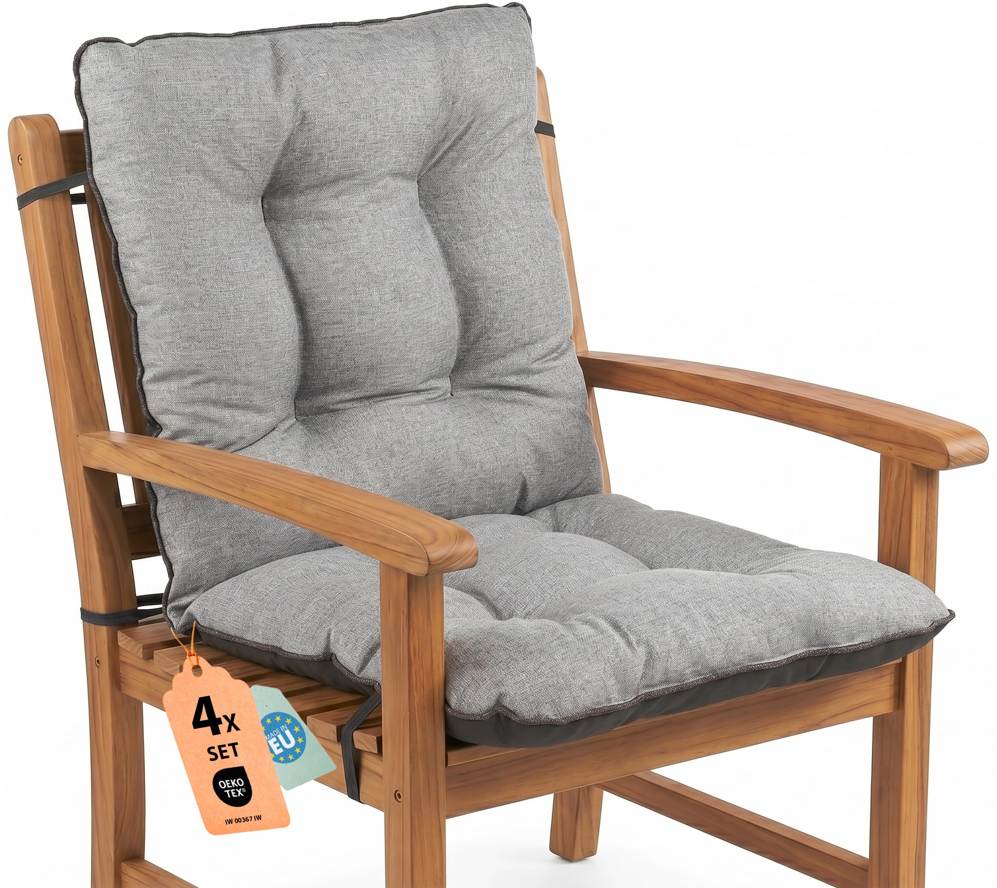 Coussin dossier pour chaise longue lot de 4 gris 48x48 cm imperméable de jardin SuperKissen24
