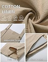 Vista 6 de Flygo Overol casual de algodón de pierna ancha para mujer, overol holgado con bolsillos