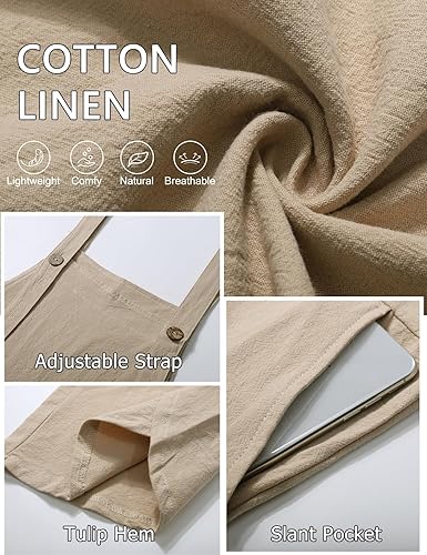 Miniatura 6 de Flygo Overol casual de algodón de pierna ancha para mujer, overol holgado con bolsillos