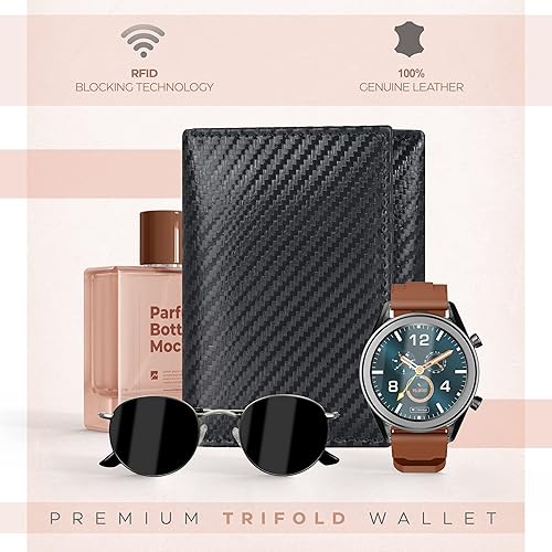 Miniatura 2 de ESTALON Slim RFID Wallets for Men - Genuine Leather Front Pocket Trifold Wallet