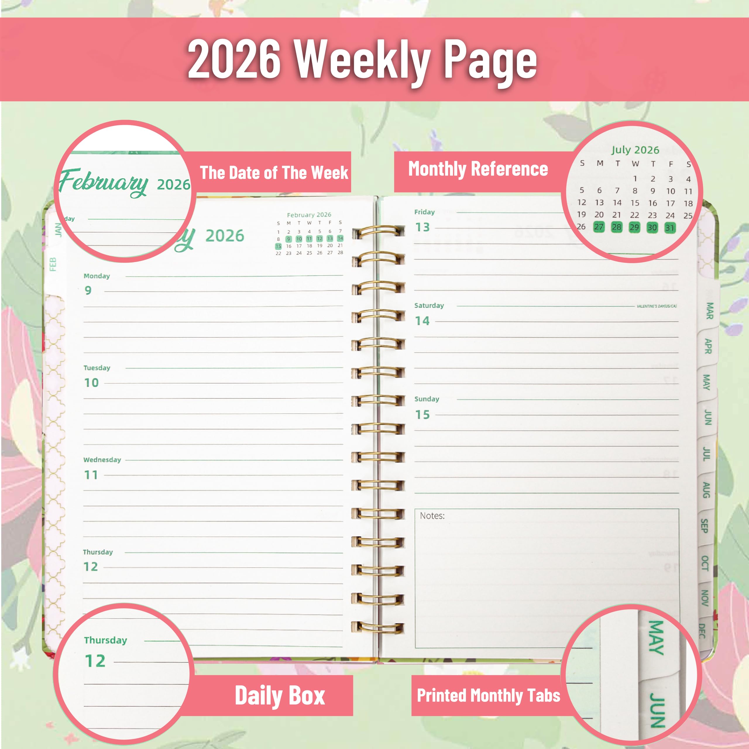 Snapklik.com : 2026 Planner, Weekly And Monthly Calendar Planner For ...