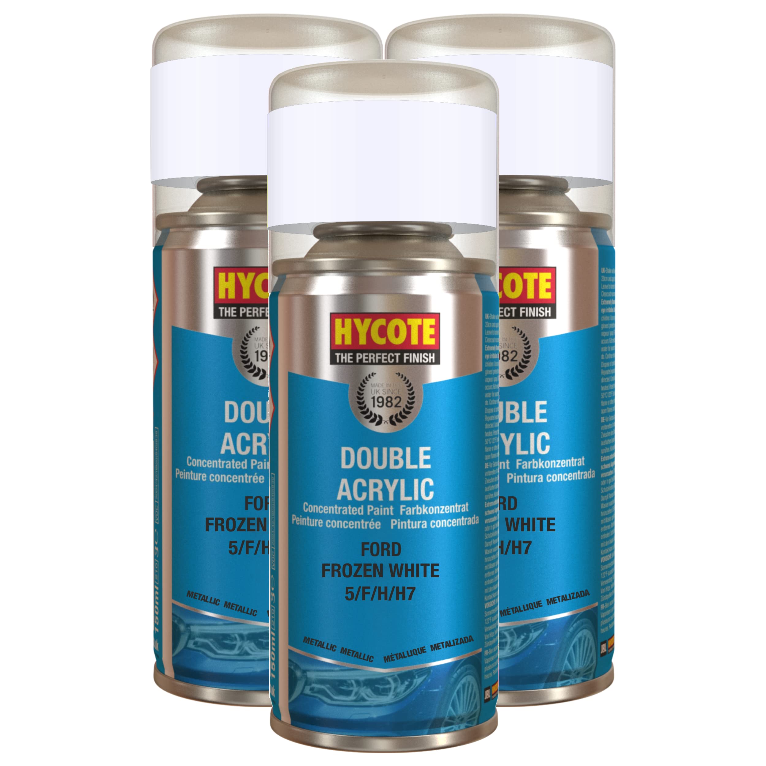 Hycote Colour Fast Drying Aerosol Spray Paint XDFD719 Ford Frozen White 150ml x3