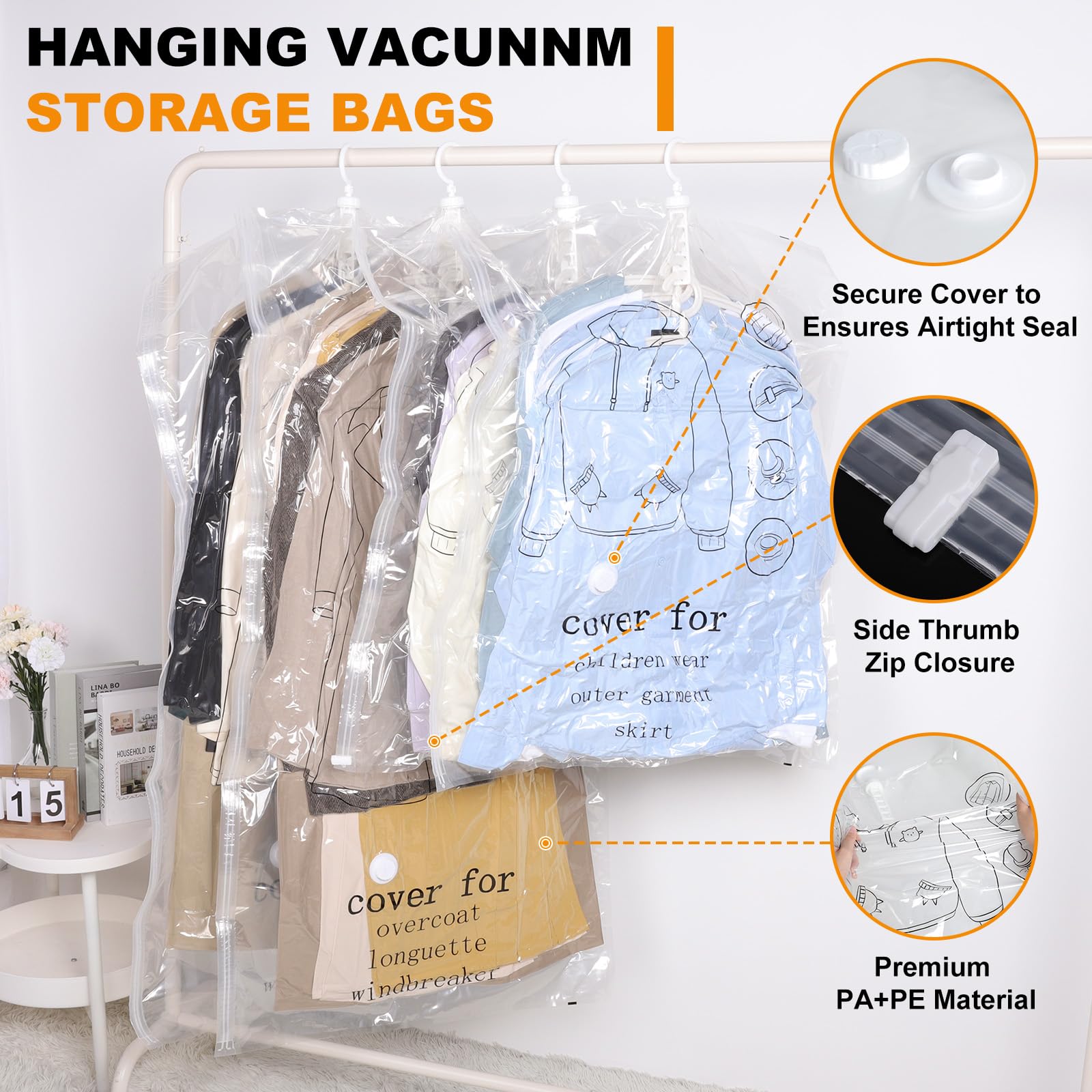 AiQInu Hängende Vakuumbeutel Für Kleidung – 4 Stück Set, Platzsparend Für Schränke & Reise