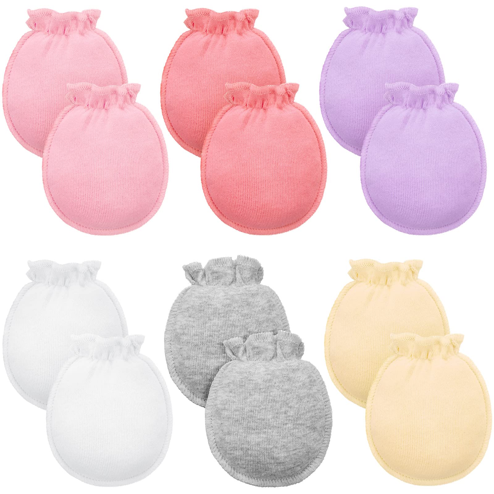 Syhood 6 Pairs Baby Mittens Newborn Infant No Scratch Cotton