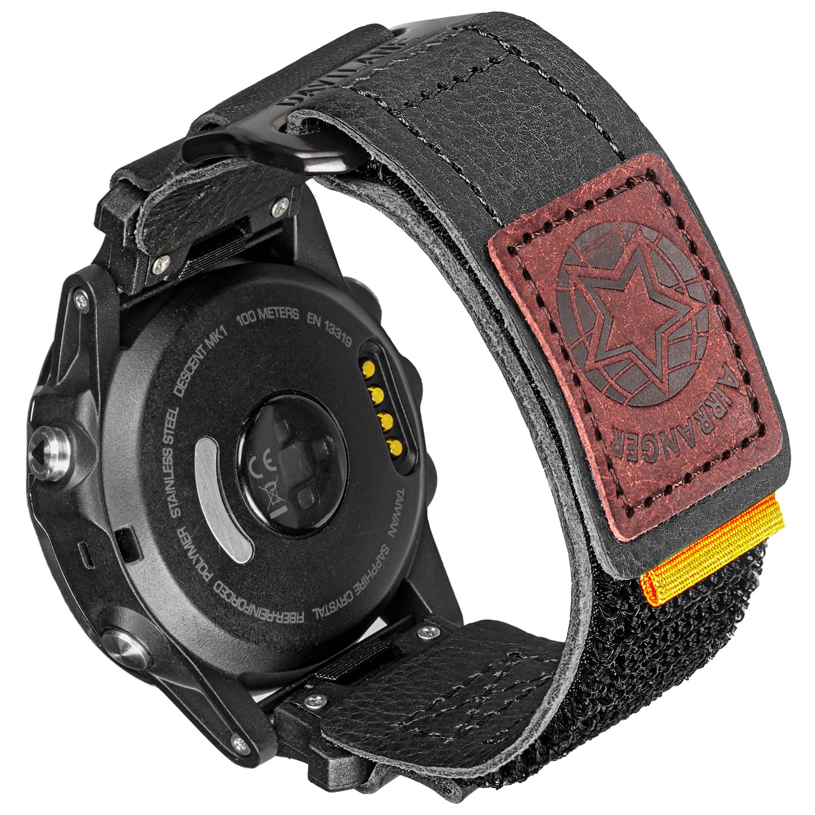 DAVILANE 22mm Leather Watch Band Compatible with Fenix 8 AMOLED/8 Solar 47mm/Fenix 7/6/5/Instinct 3 45mm/Forerunner 965, Adjustable Secure Fit Hook & Loop Sport Watch Strap for Men