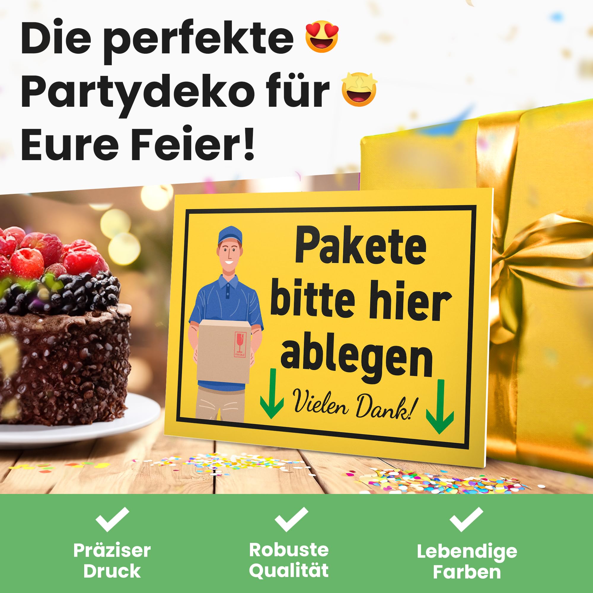 DankeDir! Packaged here, Plastic Sign 30 x 20 cm, Note Parcel Markers Postmen Delivery Drivers, Sign Parcel Shipments - Image 4