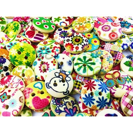 Amazon ノーブランド品 ボタン 手芸 かわいい ウッド 木製 15mm 100個 ウッドボタン 手芸用 2穴 カラフル Ap0014 ボタン 通販
