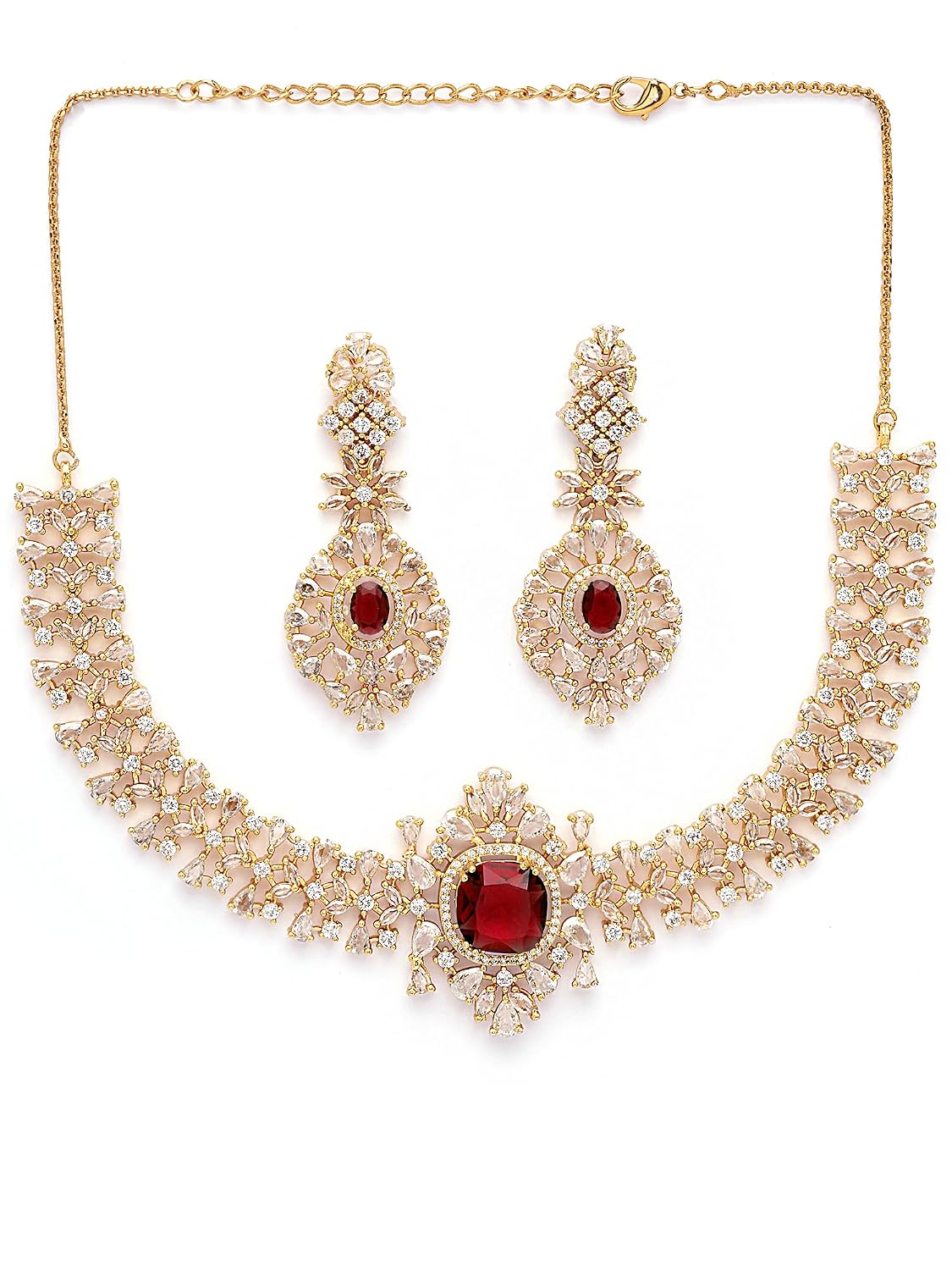 Karatcart Elegant Gold-Plated Red American Diamond Necklace Set for Women - Review, Price and Buying Guide