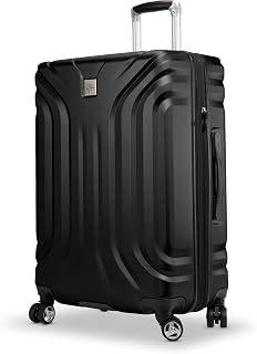 Skyway Nimbus 4.0 Expandable, Durable Hardside, 4 Wheel Spinner, Lightweight Suitcase, Unisex, Stylish, Black, Checked-Medium 24-Inch