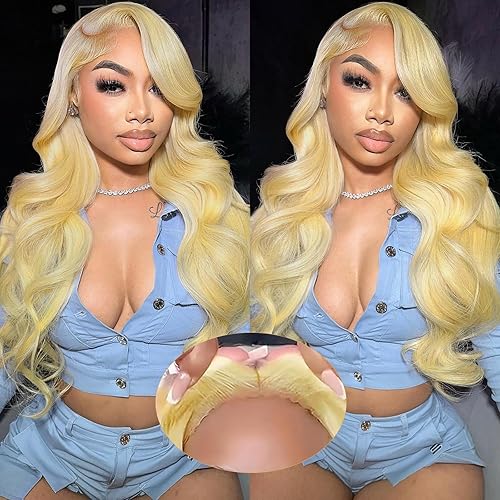 Sipott Pelucas de cabello humano prearrancado precortado, mezcla de encaje HD de 13 x 4 pulgadas, peluca frontal de encaje 613, pelucas de cabello