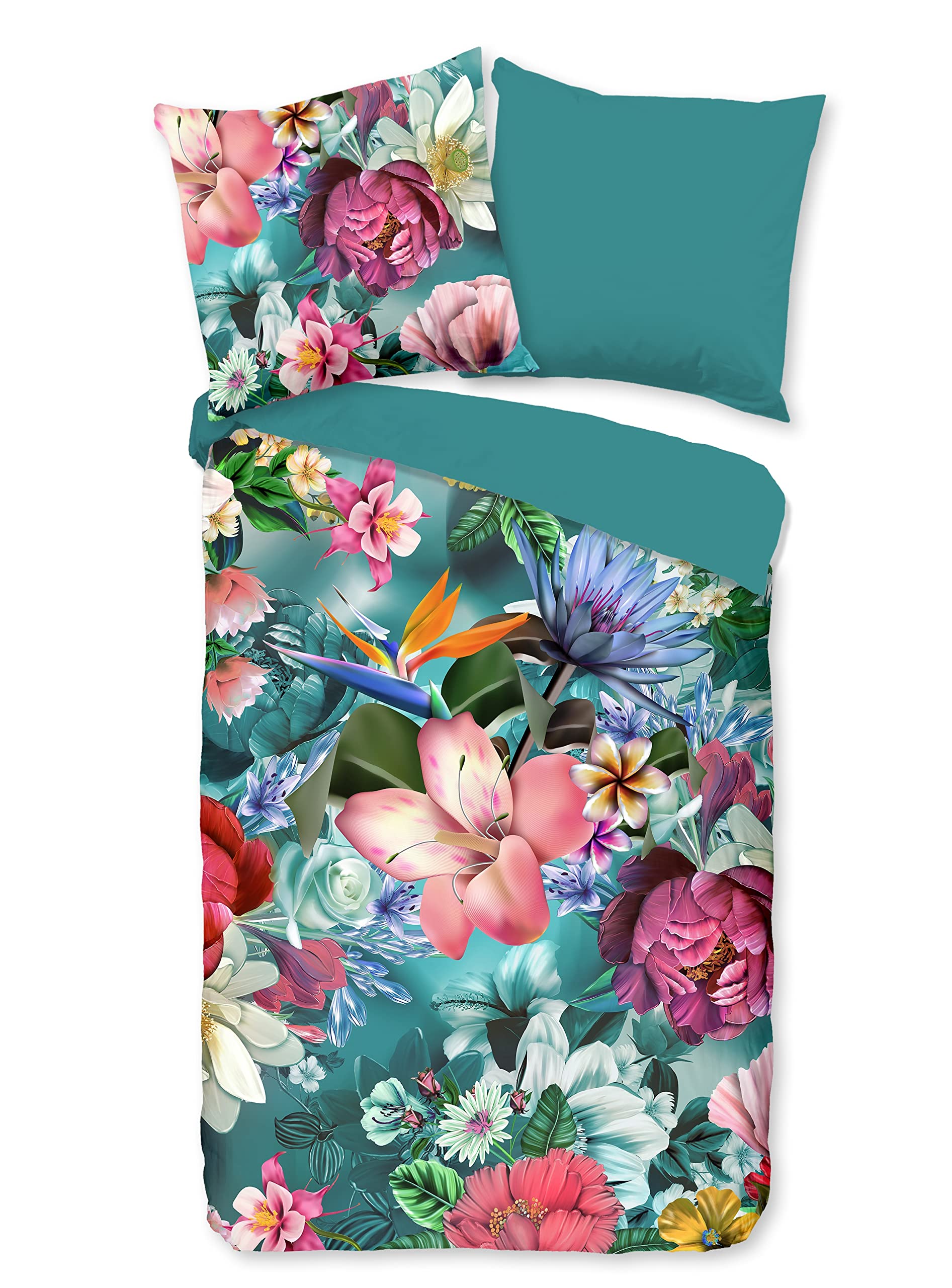 Good Morning! Renforcé 2-piece bed linen set, duvet cover 155 x 220 cm, pillowcase 80 x 80 cm, tiandra petrol